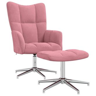 vidaXL Sill&oacute;n De Relax Con Taburete Terciopelo Rosa Vidaxl
