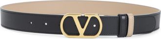 Valentino Garavani Black Logo Buckle Reversible Belt