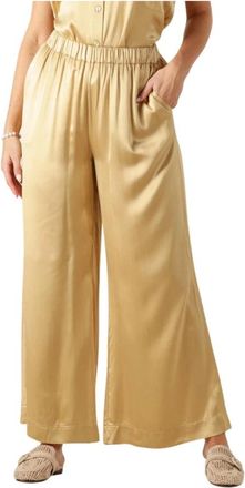 Greek Archaic Kori Broeken, Dames, Geel, M, Linnen, Wide Leg Linnen Broek