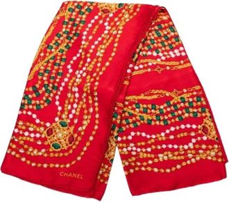Chanel Pre-owned Scarves, female, Red, Size: ONE SIZE Pre-owned Jewelry Chain Print Scarf