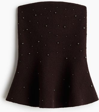 H&M Bead-embellished Bandeau Top in Dark Plum Purple at Nordstrom, Size Xx-Large