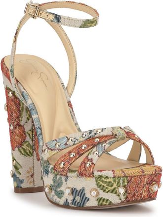 Jessica Simpson Ilaria 2 Ankle Strap Platform Sandal in Cream Multi at Nordstrom, Size 9.5