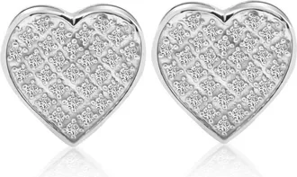 Pompeii3 1/4 Ct Diamond Heart Studs Screw Back Earrings White or Yellow Gold 10.5mm Wide