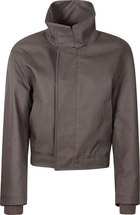 Victoria Beckham Brown Cropped Stand Collar Bomber Jacket