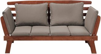 Beliani Beliani - Panchina Legno di Eucalipto Scuro Cuscini Grigi Braccioli Reclinabili Portici