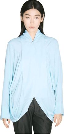 Kiko Kostadinov Kiko Kostadinov, Overhemden, Dames, Blauw, L, Crepe Weave V-Hals Shirt