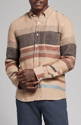 Billy Reid Tuscumbia Archive Stripe Button-Down Shirt in Tan Multi at Nordstrom, Size Xx-Large