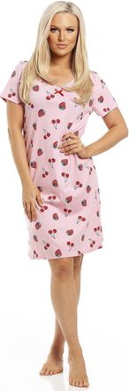 Camille Womens Smooth Soft Cotton Summer Nightshirts 18-20 Pink Strawberry