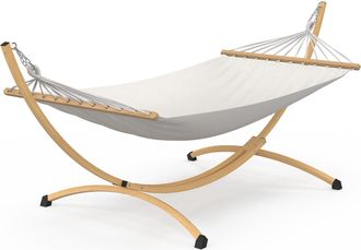 IDMarket Amaca Xl Con Supporto In Metallo Effetto Legno E Tela Ecru