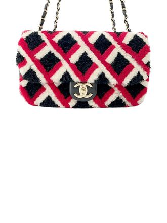 Chanel 2016-2017 Medium CC Shearling and Lambskin Single Flap crossbody bag - women - COTTON/ STRAW/Lamb Shearling/Lambskin - One Size