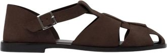 Scarosso Apollo Platte Sandaal - Heren - Sandalen - Bruin - 42 1/2 EU - Leer - Schoenen
