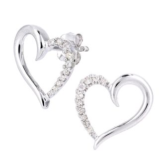 Diamant L'&eacute;ternel Womens 9ct White Gold Diamond Heart Design Earrings - One Size