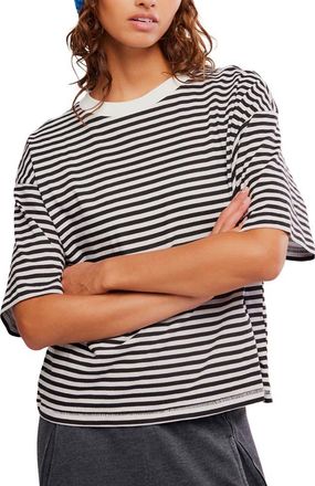 Free People FP Movement Stripe Relaxed Fit Cotton T-Shirt in Court Stripe Black White at Nordstrom, Size X-Small