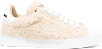 Dolce & Gabbana Womens Leather Sneakers With Embossed Logo