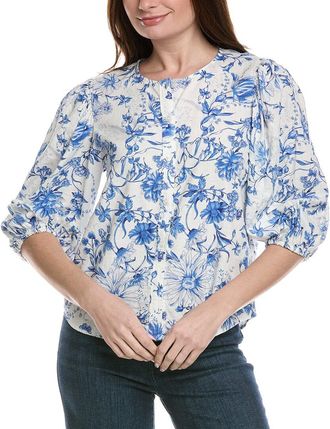 Alberta Ferretti Philosophy Floral Printed Linen-Blend Top