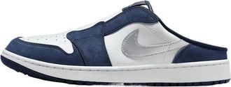 Nike Air Jordan Mule Golf Shoes (FJ1214-001, Black/White/Varsity Red), White/Midnight Navy/Metallic Silver, 7.5 UK