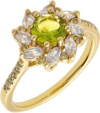 Bertha Sunglasses Juliet Collection Womens 18k YG Plated Light Green Flower Fashion Ring Size 5