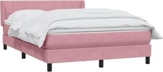 vidaXL Cama Box Spring Con Colch&oacute;n Terciopelo Rosa 140x220 Cm Vidaxl