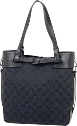 Gucci Pre-owned GG Canvas Tote Bag - Dames - Vintage Shopper - Zwart - ONE Size - Leer - Vintage