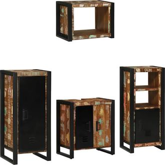 vidaXL Juego De Muebles De Ba&ntilde;o 4 Uds. Multicolor Y Negro Vidaxl