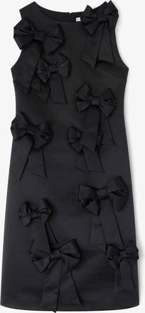 Ganni Black Satin Bow Dress - Size 34