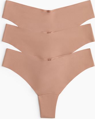H&M 3er-Pack Unsichtbare Brazil Slips - Dunkelbeige