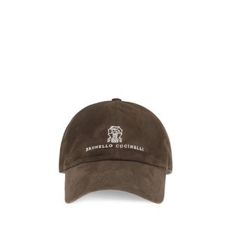 Brunello Cucinelli Brown Calf Leather Bos Taurus Cap (Baseball Mens Hat)