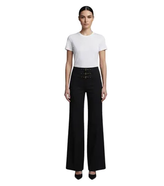 Versace Black Flared Flat Front Pants