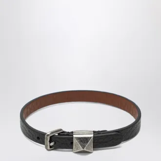 Valentino Garavani Bracciale Rockstud nero in pelle