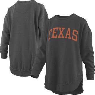 Pressbox Womens Pressbox Black Texas Longhorns Melange Poncho Vintage Fleece Long Sleeve Pullover Sweatshirt at Nordstrom, Size X-Large
