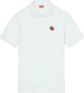 Kenzo Tops, Heren, Wit, M, Katoen, Geborduurd Wit Katoenen Poloshirt