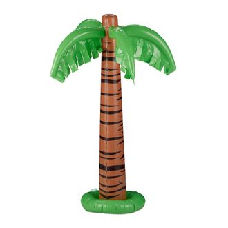 Relaxdays Relaxdays - Pack 10 Palmeras Hinchables Para Fiesta Piscina, Pvc, Verde-marr&oacute;n, 80 Cm De Altura