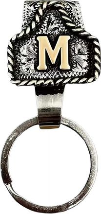 Generic Western Cow Tag Key Holder - Vintage Metal Initial Keychain with Belt Clip, Rustic Cowboy Keychain for Belt or Pocket (Style S)