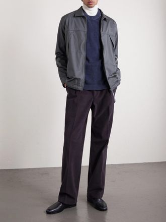 C.P. Company Striped Logo-Embroidered Cotton-Chenille Sweater