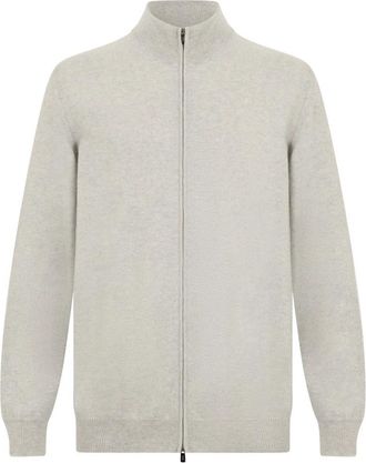 Fedeli Lichtgewicht vest met rits en kraag - Heren - Vesten - Grijs - 4XL - Kasjmier - Truien & Vesten