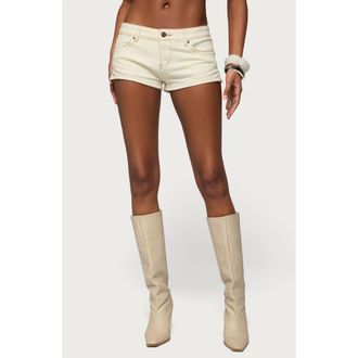 Edikted Jagger Low Rise Denim Short in Cream at Nordstrom, Size X-Small