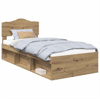 vidaXL Estructura De Cama Con Cabecera Roble Artesanal 90 X 190 Cm Vidaxl