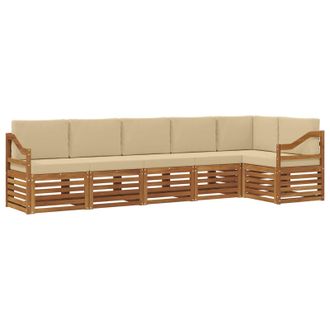 vidaXL Conjunto De Sof&aacute; Seccional Con Coj&iacute;n 6 Pcs Natural Y Beige Vidaxl