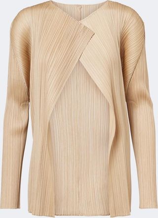 Pleats Please Issey Miyake C&aacute;rdigan Monthly Colors: October plisado