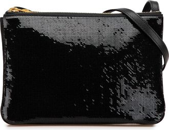 Celine Pre-owned Womens Sequin Embellished Crossbody Bag - Black Textile - One Size