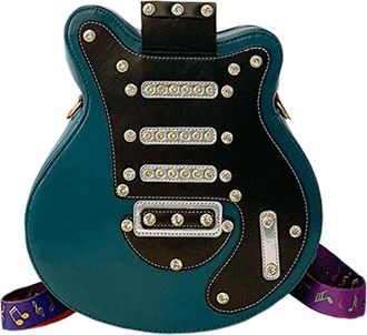 Generic Women Guitar Shaped Shoulder Bag Adjustable Strap PU Leather Tote Purse Underarm Bag Clutch Purse for Travel Shopping (Green)