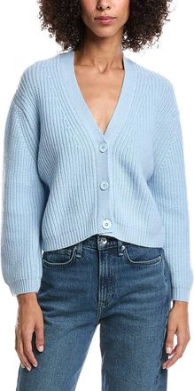 Forté Cashmere Wool & Cashmere-Blend Short Rib V-Neck Button Cardigan