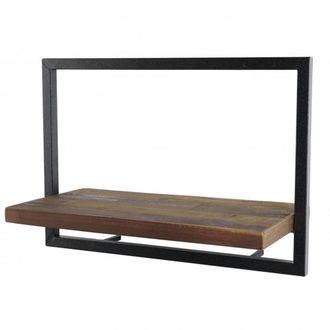 Macabane Estanter&iacute;a de pared M de teca reciclada marr&oacute;n y metal negro 50 cm