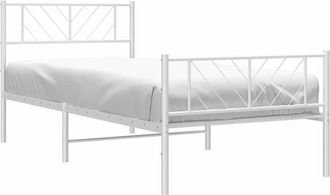 vidaXL Estructura Cama Sin Colch&oacute;n Con Estribo Metal Blanco 90x200 Cm Vidaxl