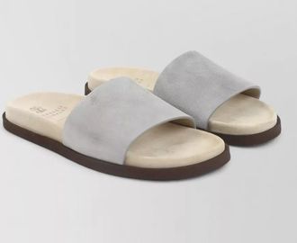 Brunello Cucinelli flat sole open toe suede sandals