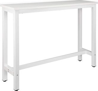 Woltu Tavolo Bar 140 Cm Da Pranzo Cucina In Metallo E Legno Tavolino Caff&egrave; Alto Bianco - Woltu