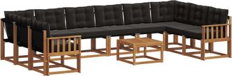 vidaXL Conjunto De Sof&aacute;s De Exterior 11 Uds. Natural Y Negro Vidaxl