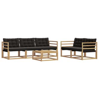 vidaXL Conjunto De Sof&aacute;s De Exterior 6 Pcs Blanco Y Negro Vidaxl