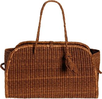 Jacquemus Le Grand Turismo Raffia Bowling Bag in Camel at Nordstrom