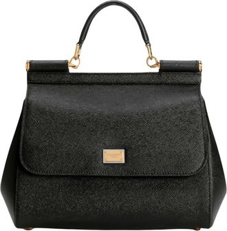 Dolce & Gabbana Handbags, female, Black, Size: ONE SIZE Large Sicily Handbag